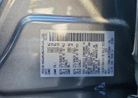 2025 Nissan Rogue Sv z USA, uszkodzony, nr VIN 5N1BT3BA3SC836230